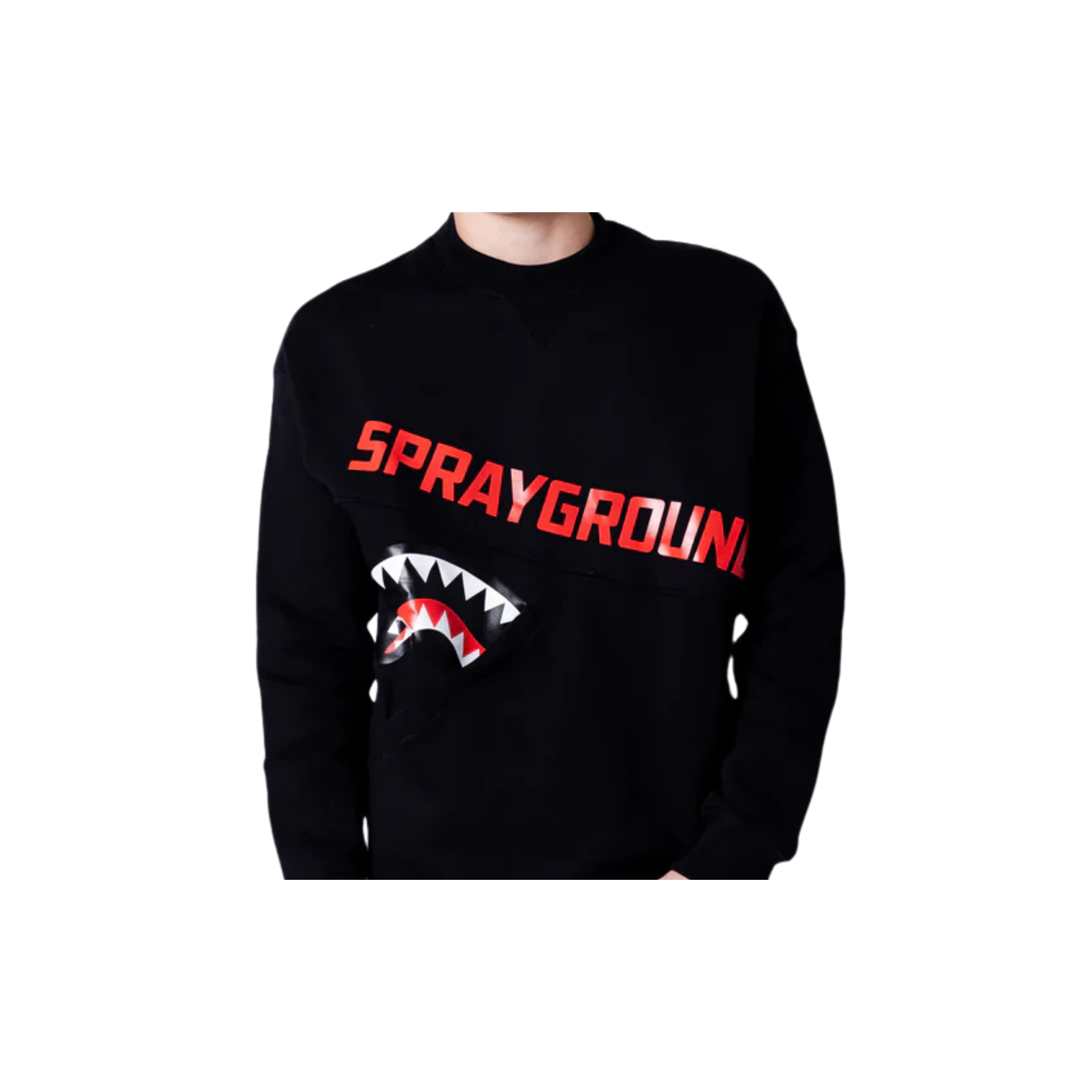 Shark Diagonal Pocket Crewneck black Sprayground